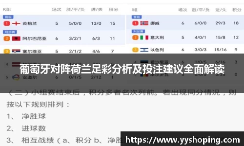 葡萄牙对阵荷兰足彩分析及投注建议全面解读